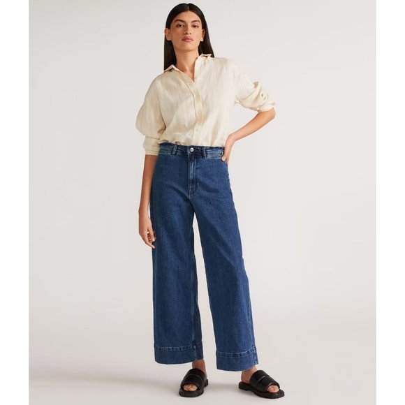 Everlane Denim - Everlane Jeans Mariner Wide Leg High Rise Blue Denim